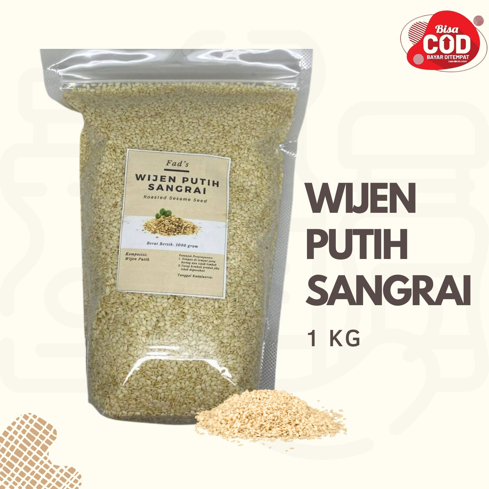 Wijen Hitam 1kg - Wijen Hitam Sangrai 1kg - Wijen Putih 1kg - Wijen Putih Sangrai 1kg