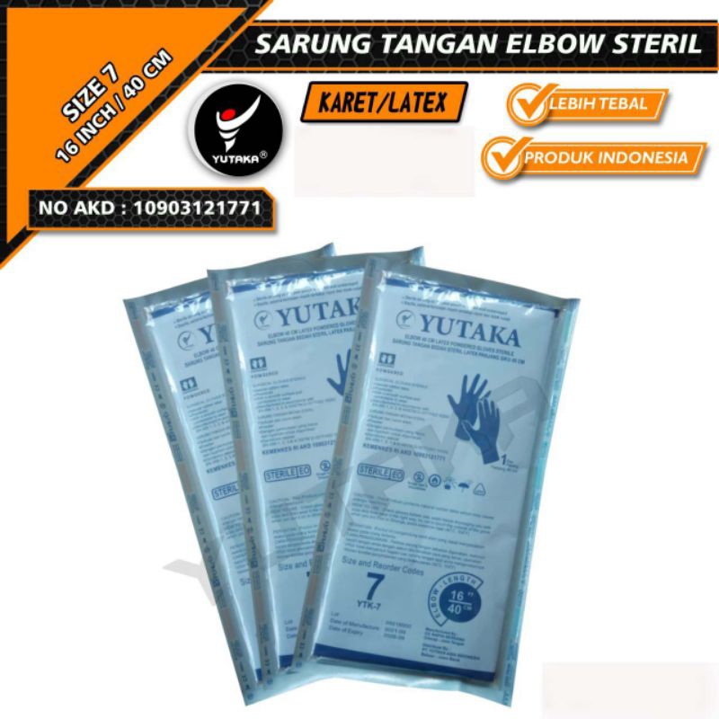 SARUNG TANGAN Elbow OBGYN GYNECOLOG steril Size 7,0 isi 10 psg