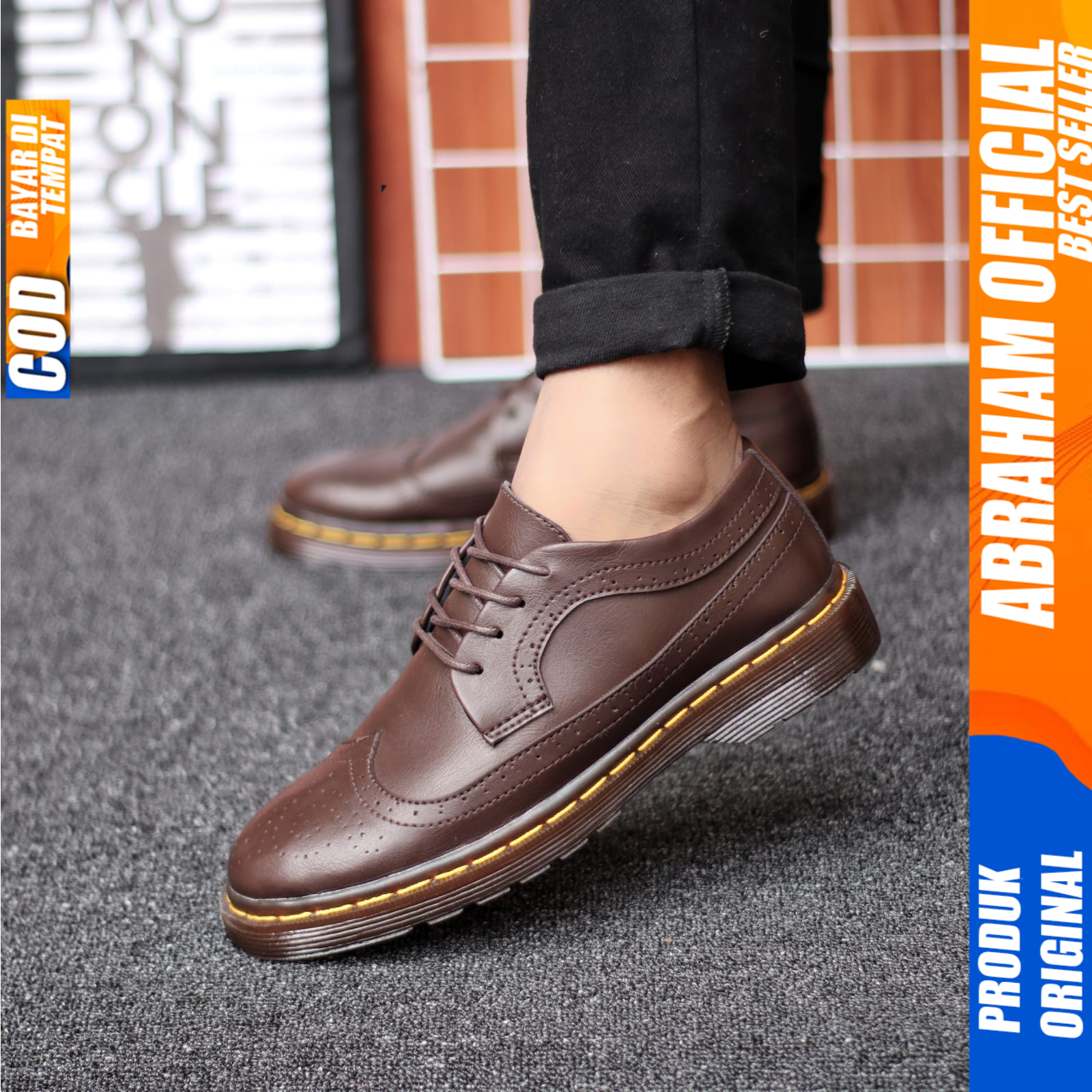 Sepatu Docmart Pria Casual Hitam Kerja Formal Pantofel Pria Abraham