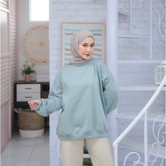 Sweater Basic Oversize Wanita dan Pria Polos XXL Terbaru Fleece