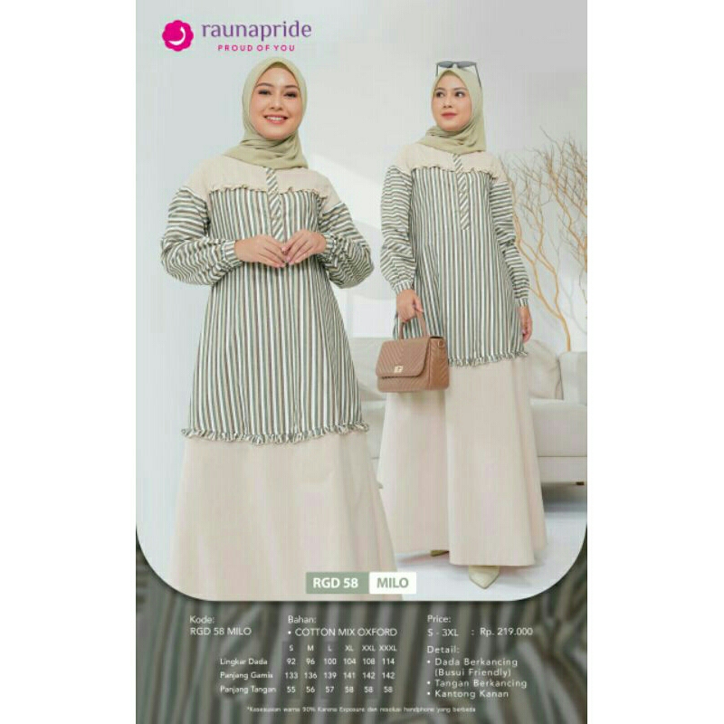 GAMIS KATUN WANITA RGD 58 ORIGINAL RAUNA FASHION DRESS BAJU BUSANA MUSLIM DEWASA BUSUI BAHAN COTTON 