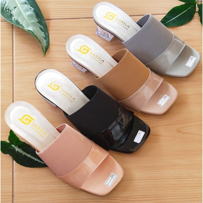 SANDAL KOKOP HAK KACA GLOSY KARET 5CM