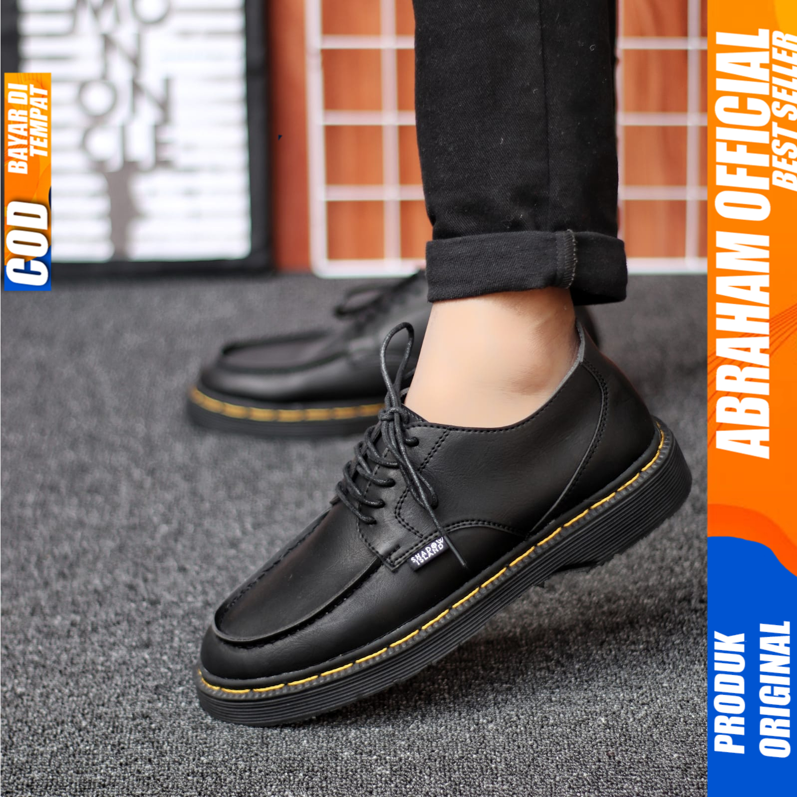 Sepatu Docmart Pria Casual Formal Pantofel Kulit Kerja Hitam