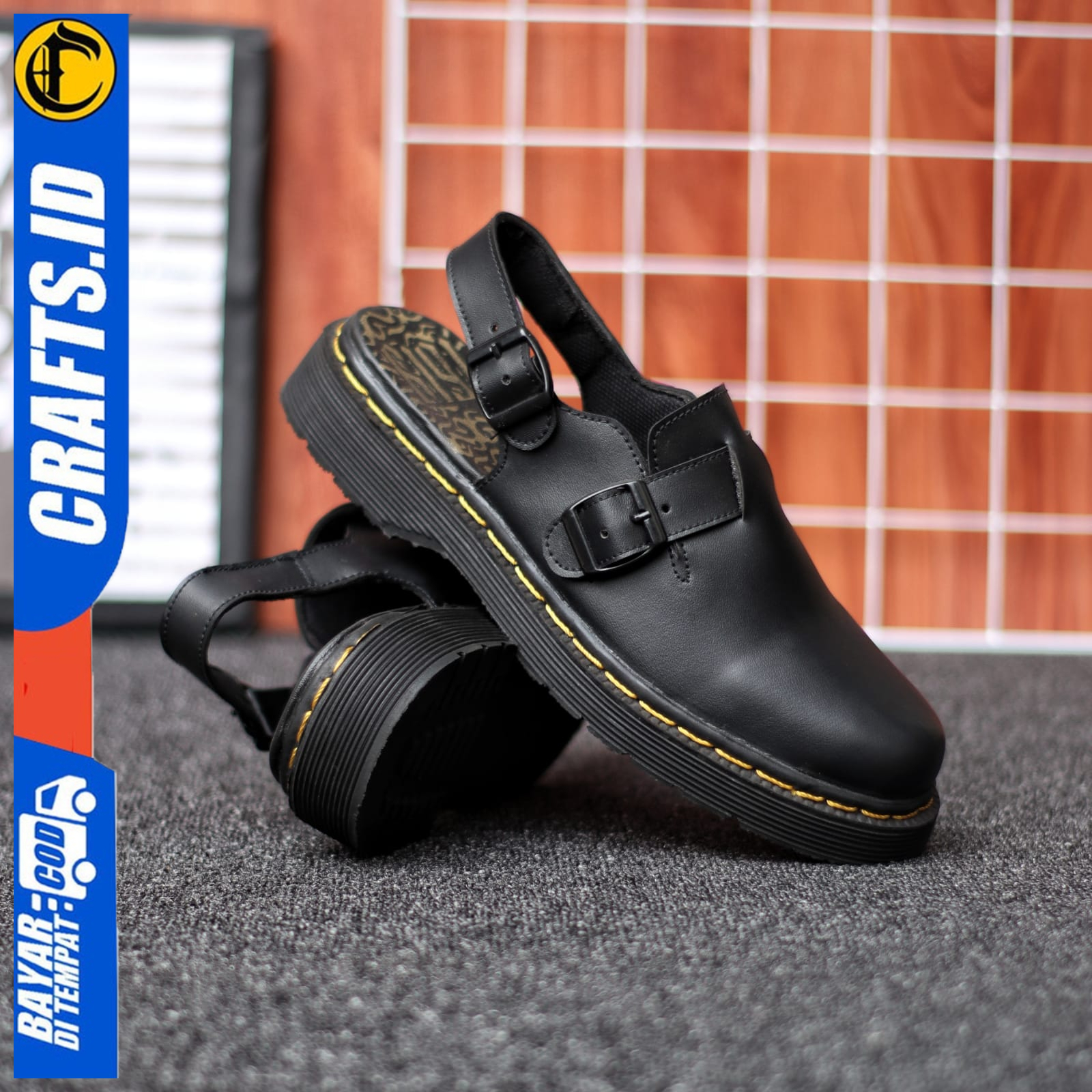 Sepatu Sandal Pria Slop Casual Kulit Sendal Bustong Selop Pria Original Crafs Mikasa