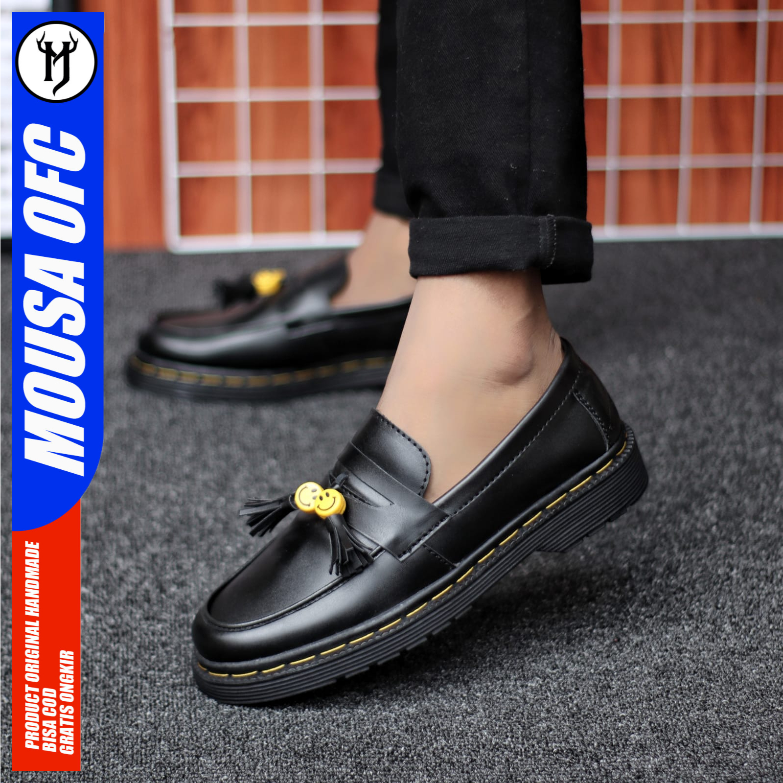 Sepatu Pria Docmart Loafers Casual Formal Kerja Pria Smile Mousa