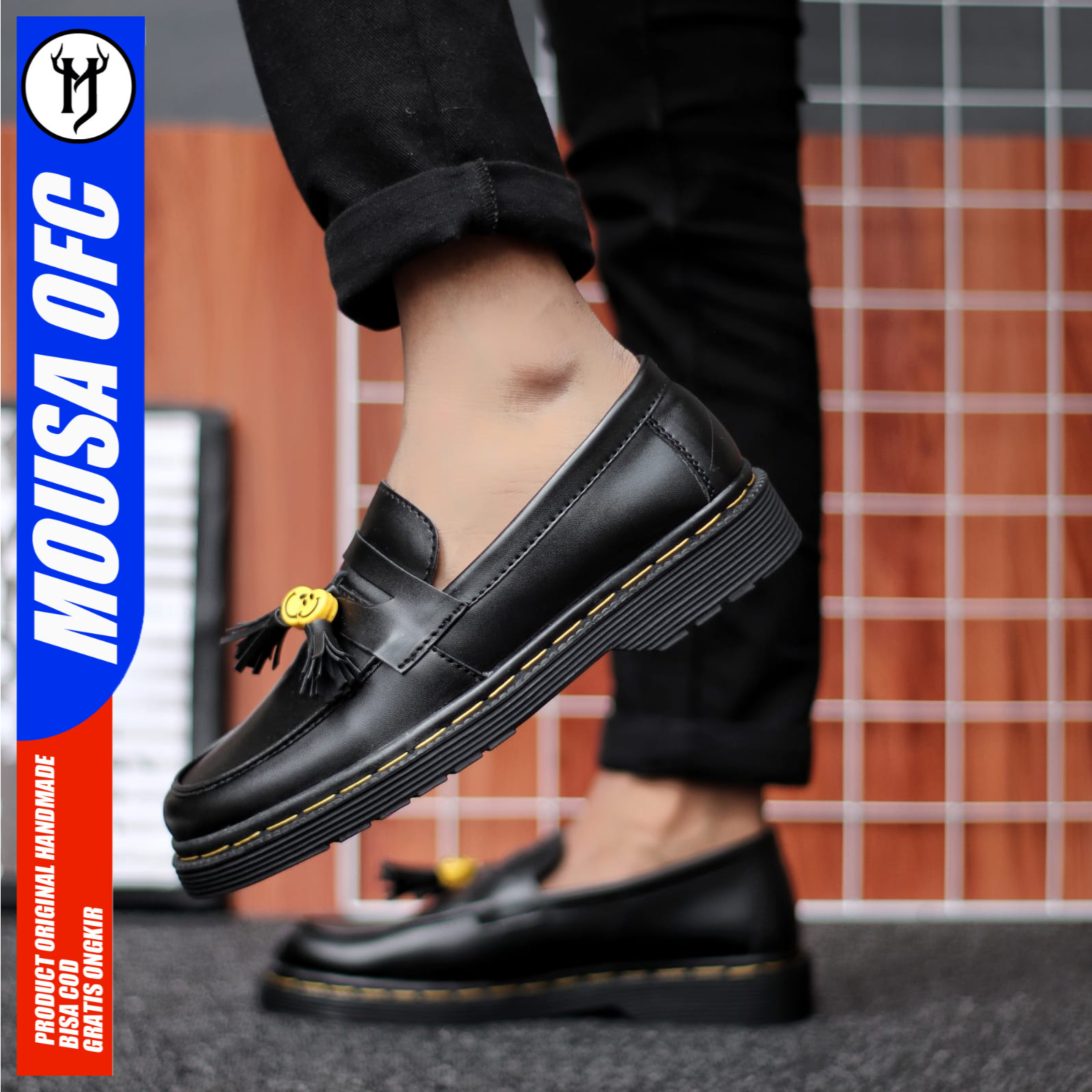 Sepatu Pria Docmart Loafers Casual Formal Kerja Pria Smile Mousa