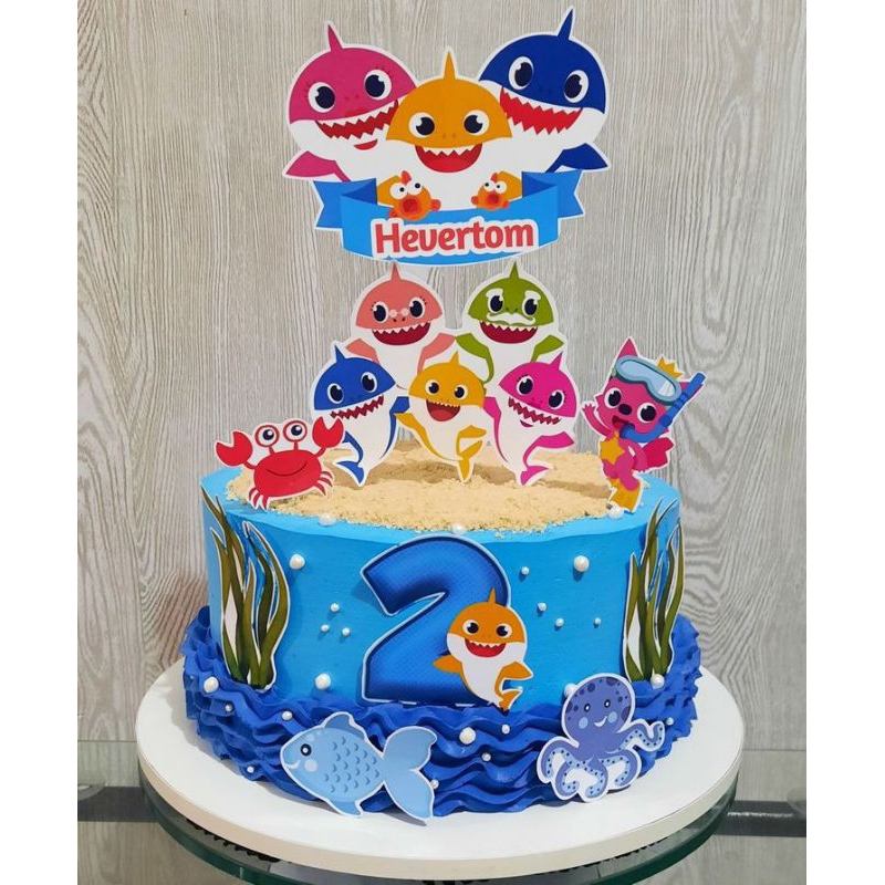 Topper cake baby shark / baner kue ultah
