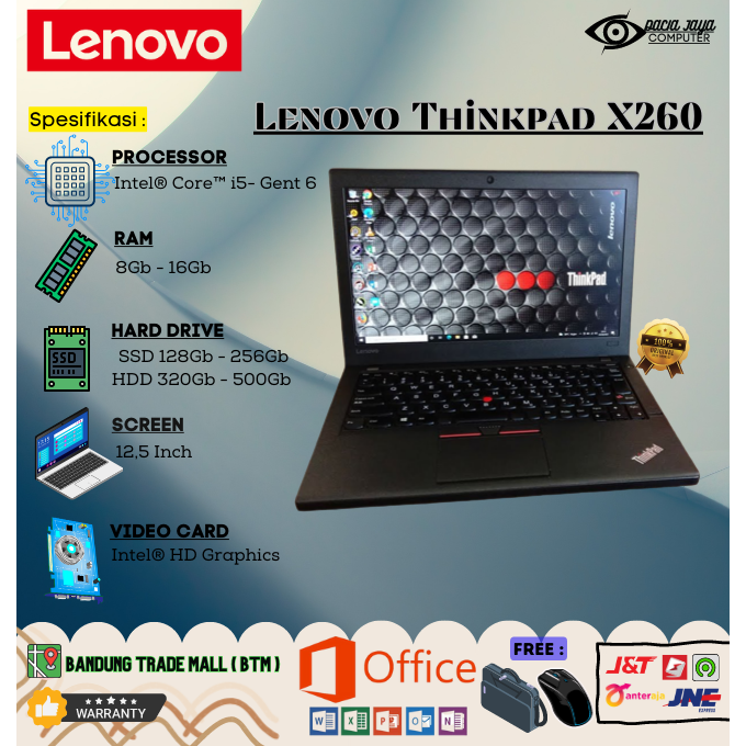 Laptop Lenovo Thinkpad X260 Core i5 Gen 6 Ram 8GB Ssd 256GB