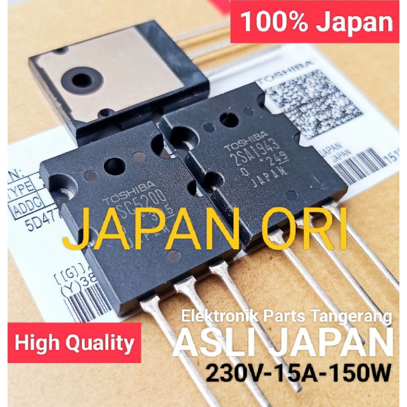 TOSHIBA 2SA1943 2SC5200 ORIGINAL JAPAN (SATU SET) TRANSISTOR 2SA1943 TANSISTOR 2SC5200 TOSHIBA A1943