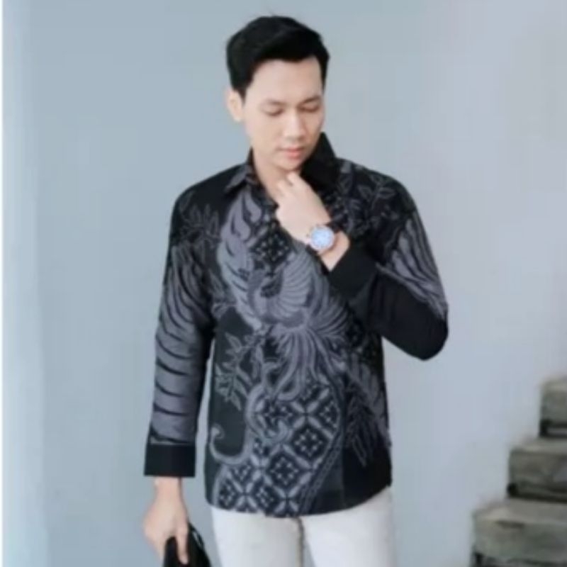 Baju Kemeja Atasan Batik Kondangan Pria Lengan Pendek Premium Slimfit Katun Lapis Furing