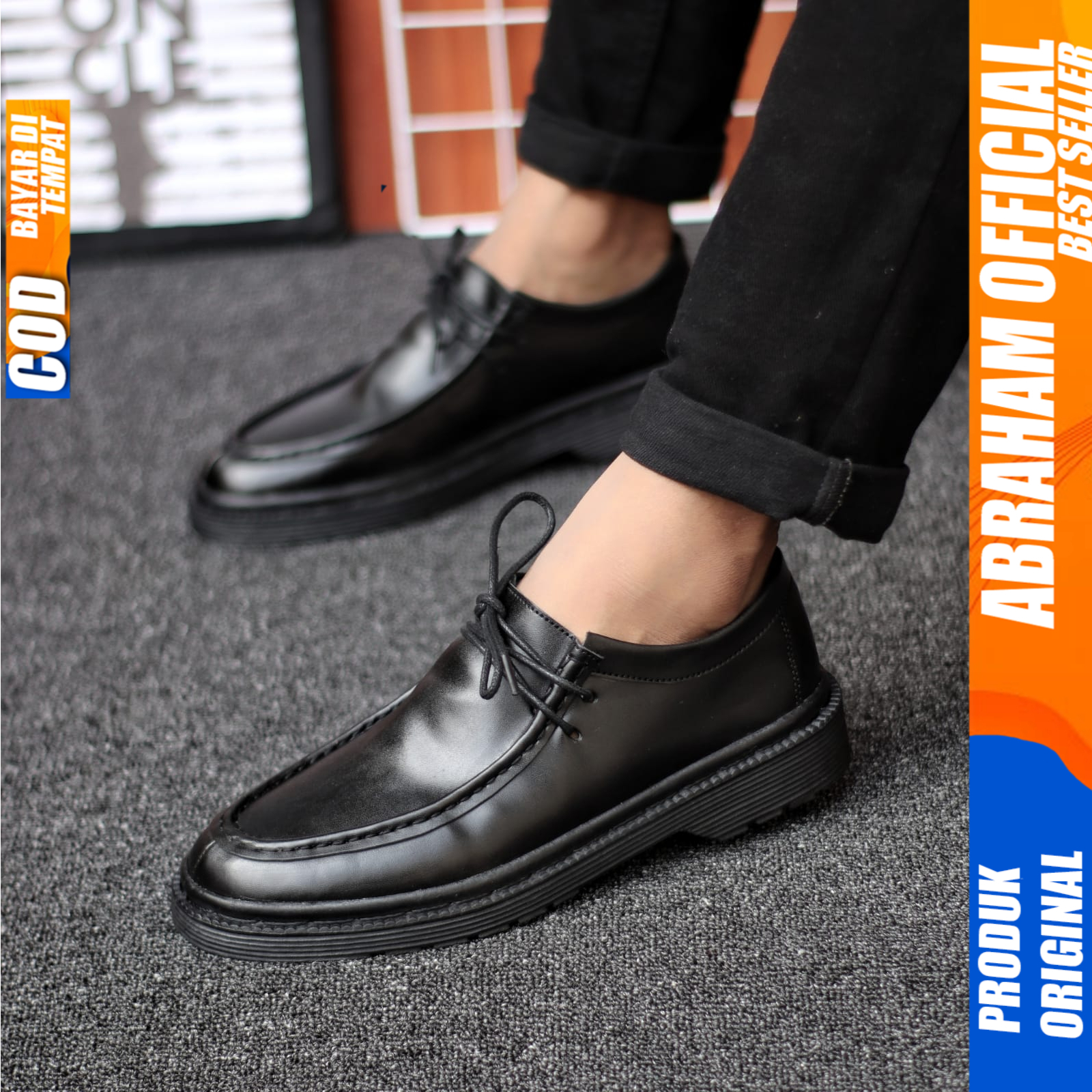 Sepatu Pria Casual Formal Pantofel Chuncky Kerja Pria Hitam