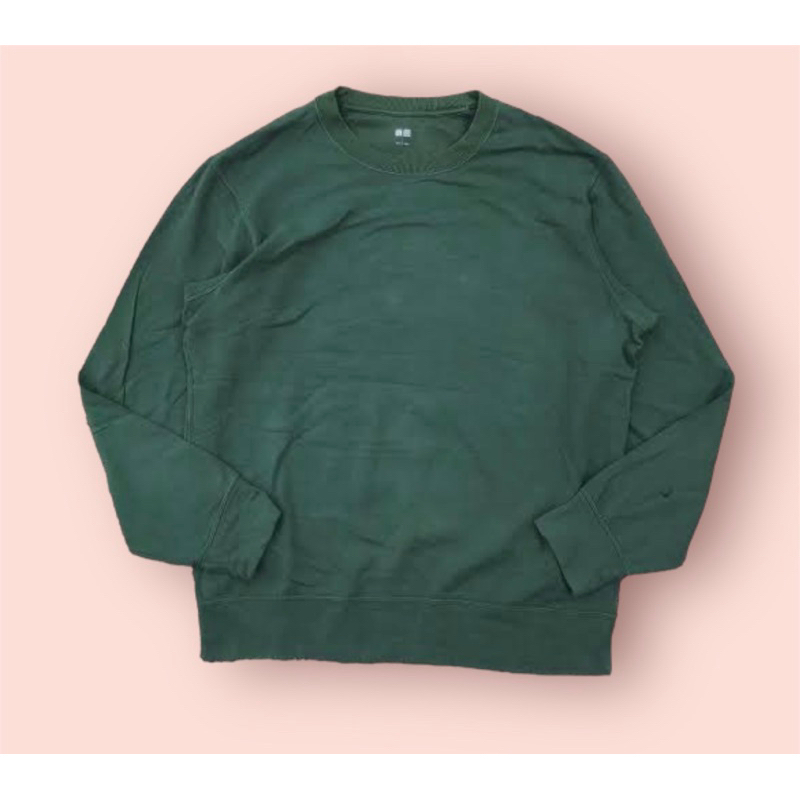 crewneck uniqlo hijau botol