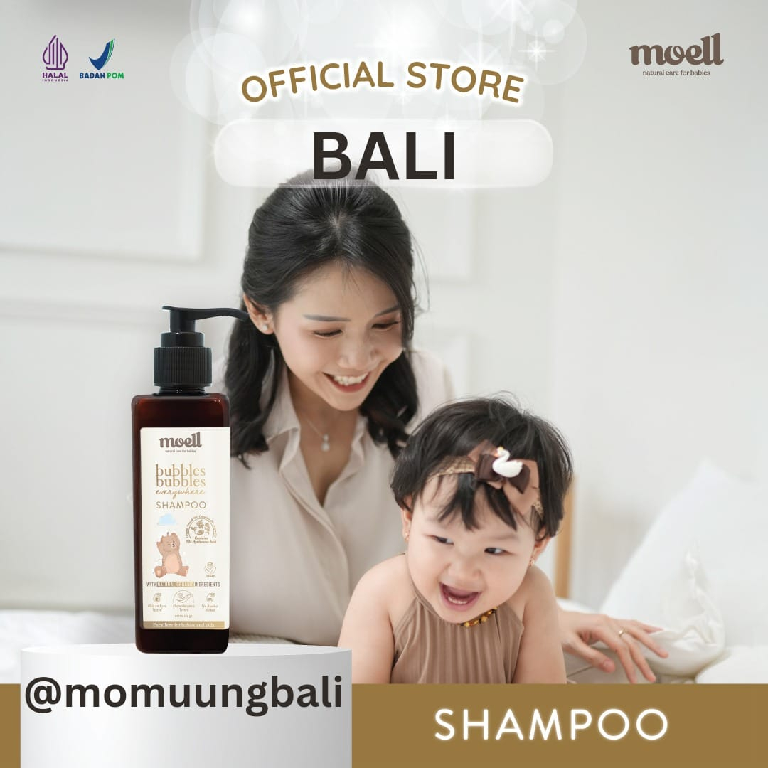 Moell Bali Bubbles Bubbles Everywhere Shampoo 185gr / Shampo bayi / natural organic/ SLS free / Alkohol Free / Essensial Oil