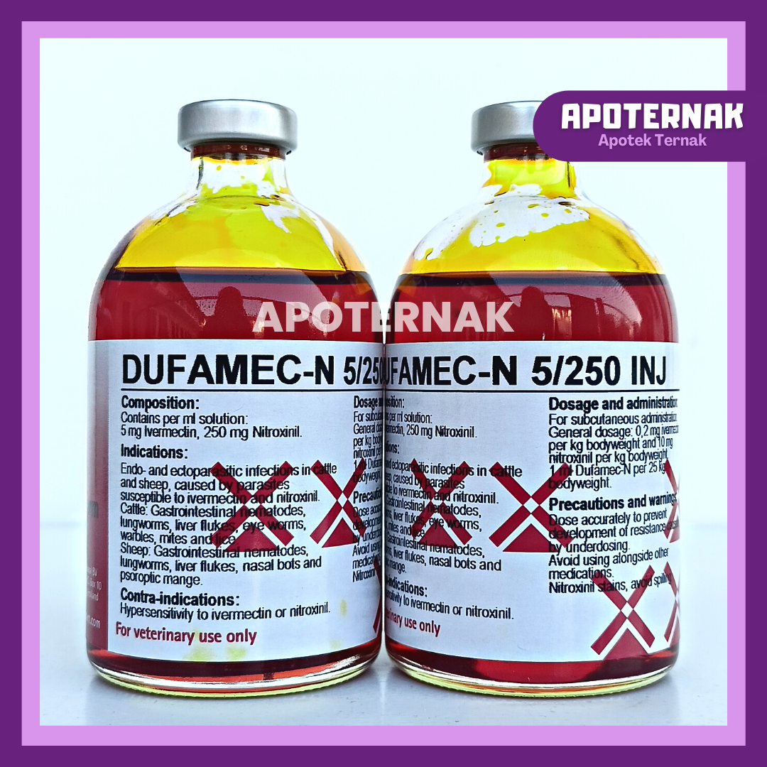 DUFAMEC N 5/250 INJ 100 ml | Obat Cacing Hati Sapi Paling Ampuh | Obat Cacing Ampuh Super Sapi Kerbau Kambing Domba | Tungau Kutu Cacing