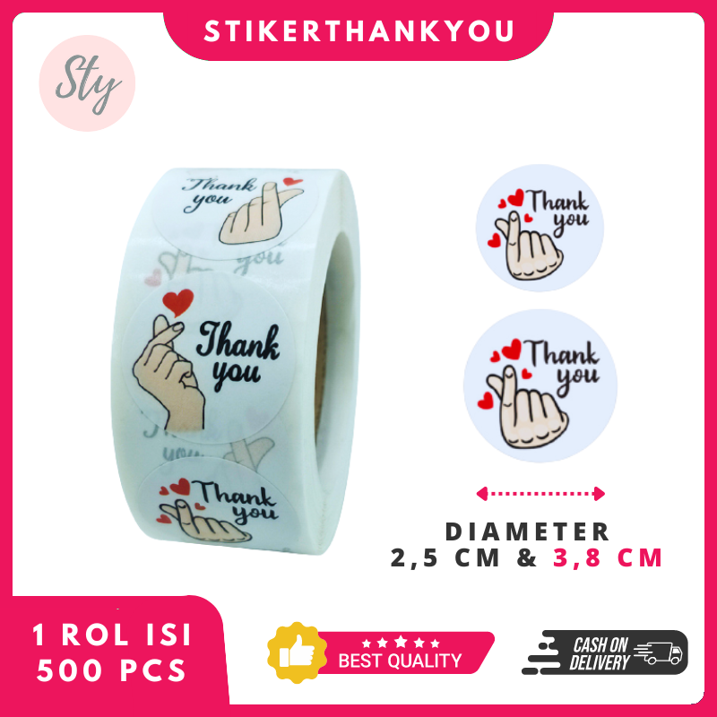 

Stiker Thank You Card Saranghae 2,5 CM 1 Rol isi 500 Pcs