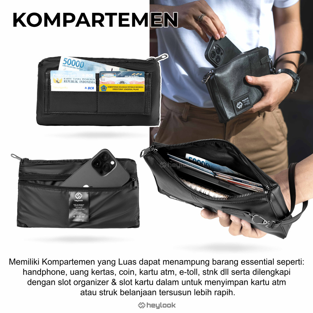 Pouch Bag Winston Tas Tangan Kulit Pria Wanita Tas Hp Dompet Gadget Multifungsi Clutch Bag