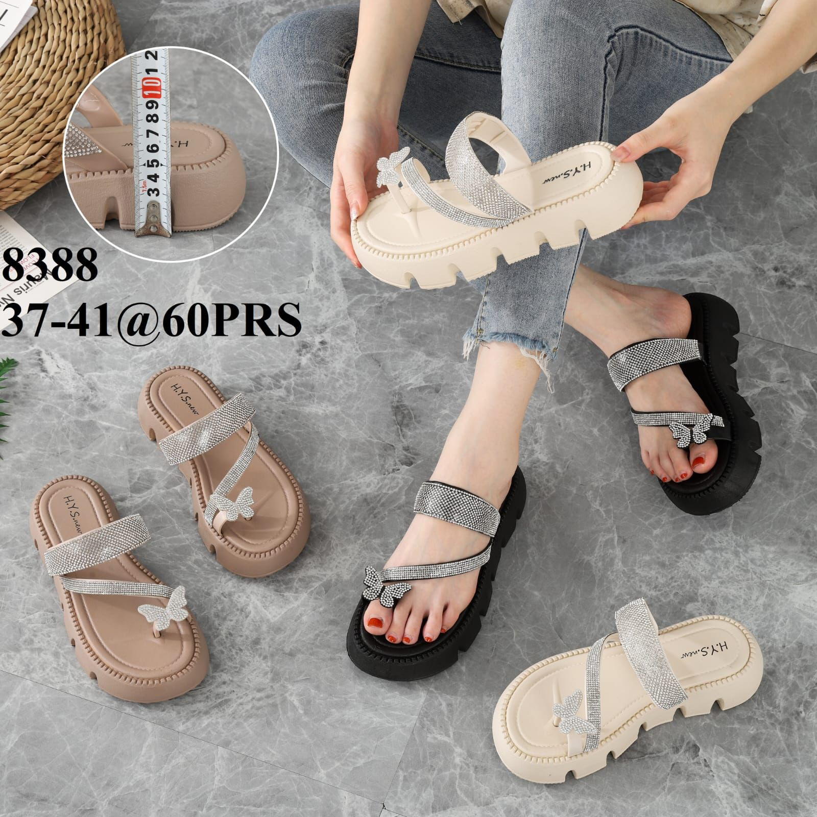 Sandal Wanita Terbaru/Sendal Jelly Wedges HYS 8388/Sendal Selop Karet Korea Kekinian