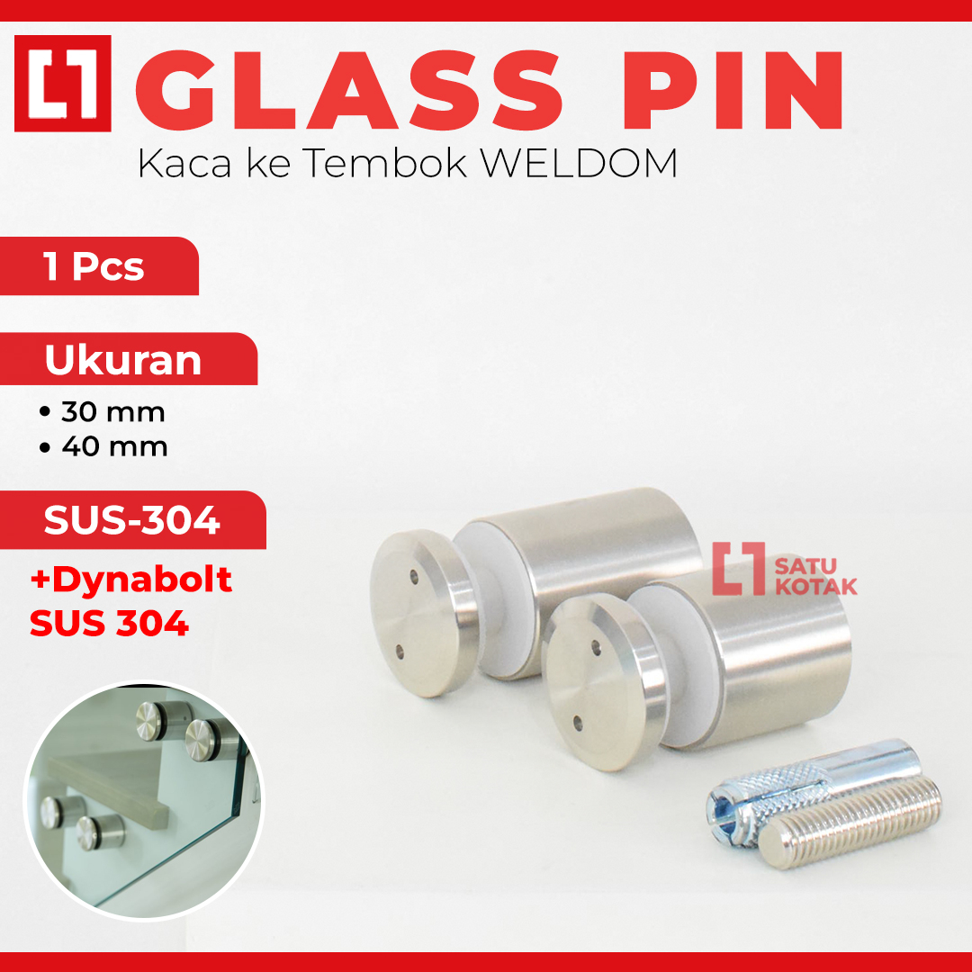 Tempered Glass Pin Holder Penjepit Kaca Tembok Railing Balkon Weldom