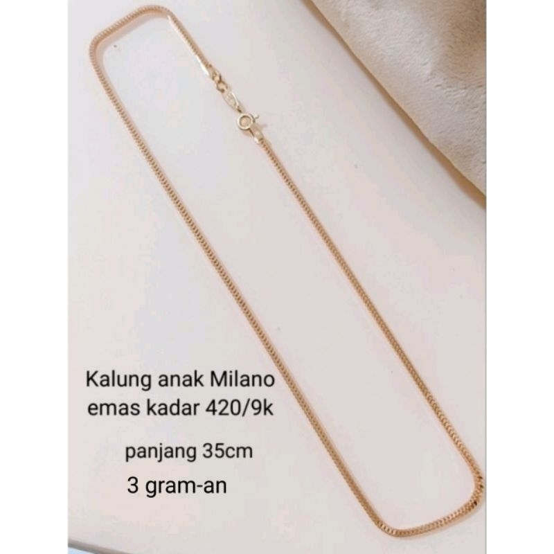 Kalung emas Milano Dewasa dan Anak U B S kadar 420/9k