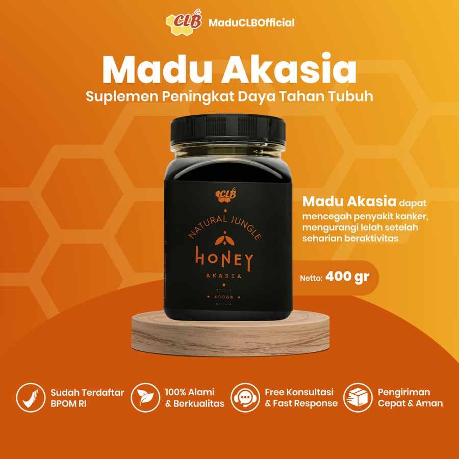 Madu Murni asli CLB 400gr Nektar Akasia 100% Pure Raw Honey