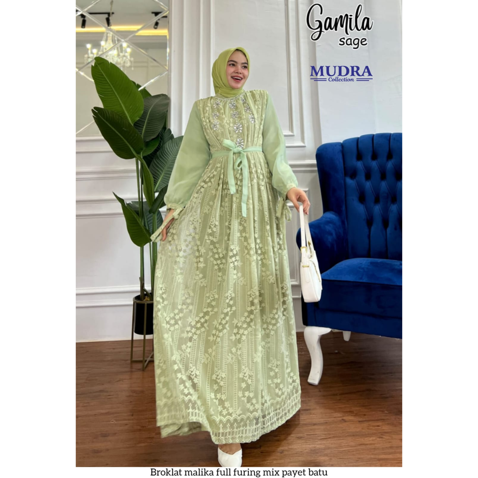 [NEW] GAMILA DRESS GAMIS BRUKAT WANITA PESTA ORI BY MUDRA HIJAB || BUSANA WANITA KONDANGAN PREMIUM