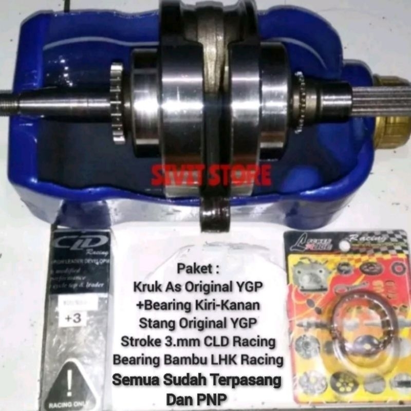 Kruk As +Stang Original Mio Karburator Stroke Up 3.mm CLD Racing +Laher Bambu Racing Sudah Terpasang