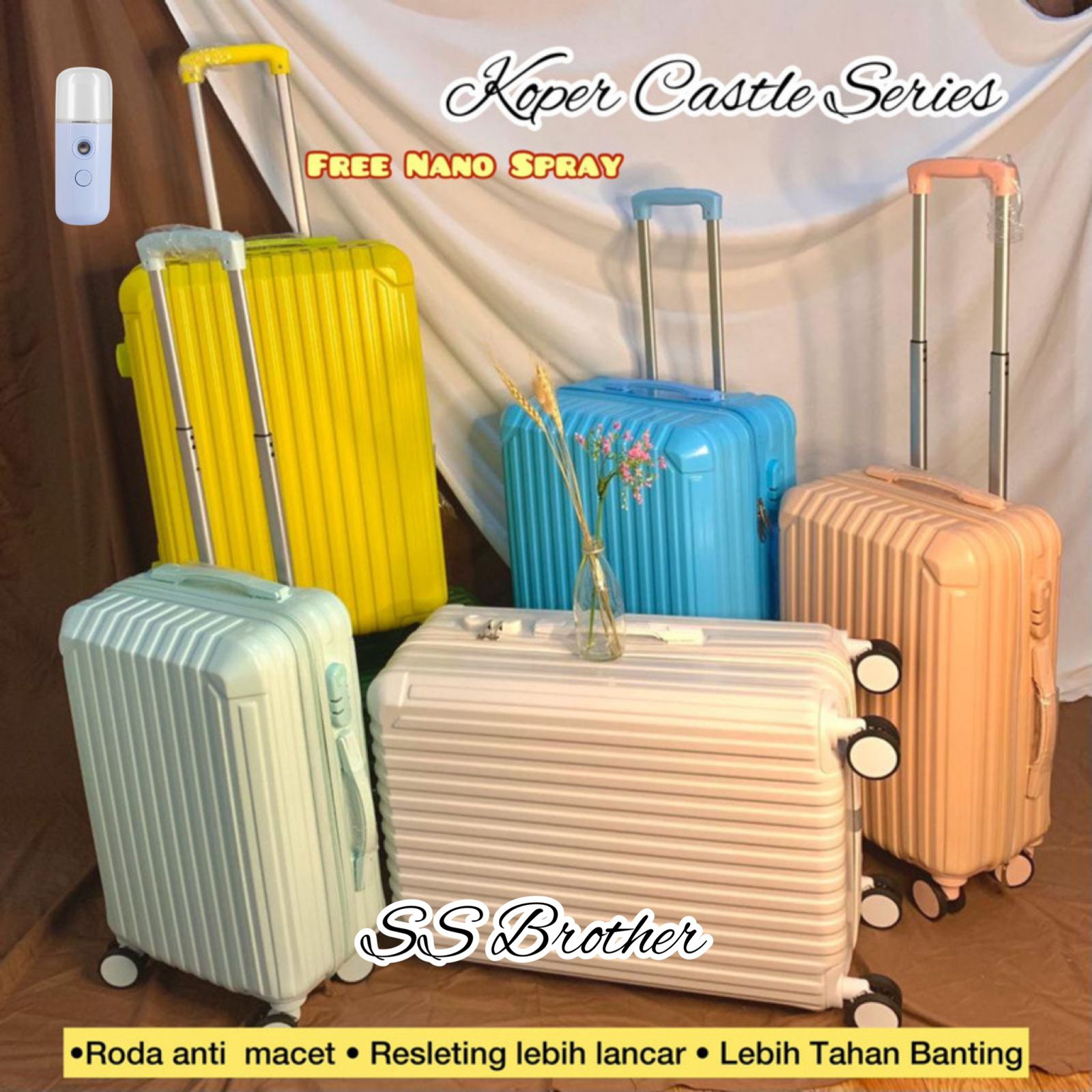 Koper CASTLE SERIES Kabin Cabin Bagasi Anti Pecah 20 24 Inch Luggage Warna Pastel