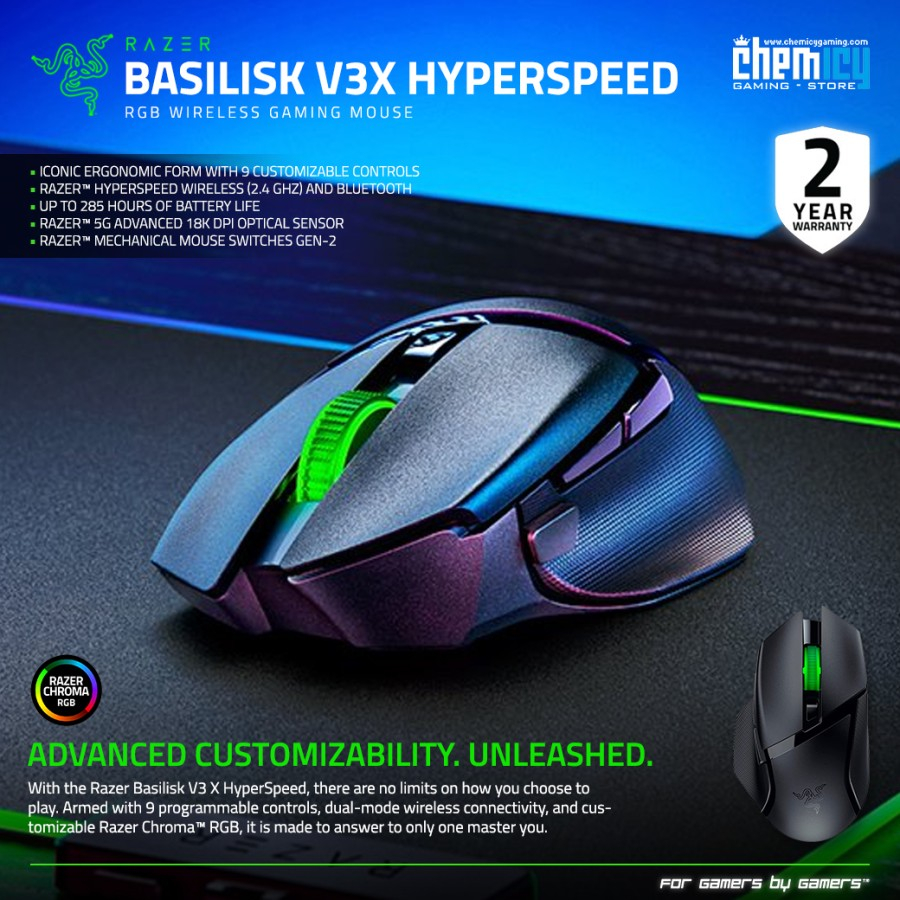 Razer Basilisk V3 X Hyperspeed RGB Wireless Gaming Mouse