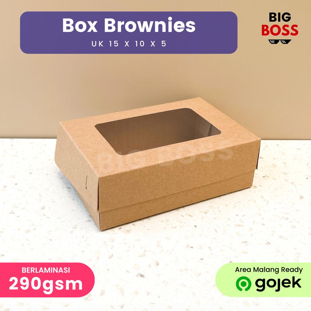 Box Brownies Laminasi / Dus Brownies Kraft / Dus Kue / Kemasan Brownies / Dus Brownis / Box Brownis Jendela / Box Snack