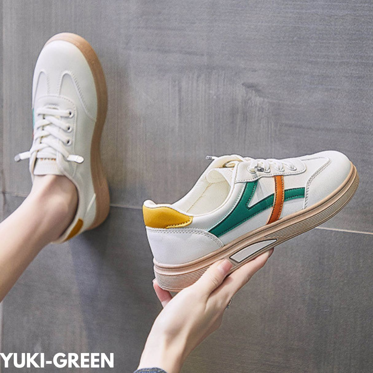 SEPATU SNEAKERS WANITA DESAIN MINIMALIS CANTIK DAILY STYLE BAHAN PU IMPORT YUKI