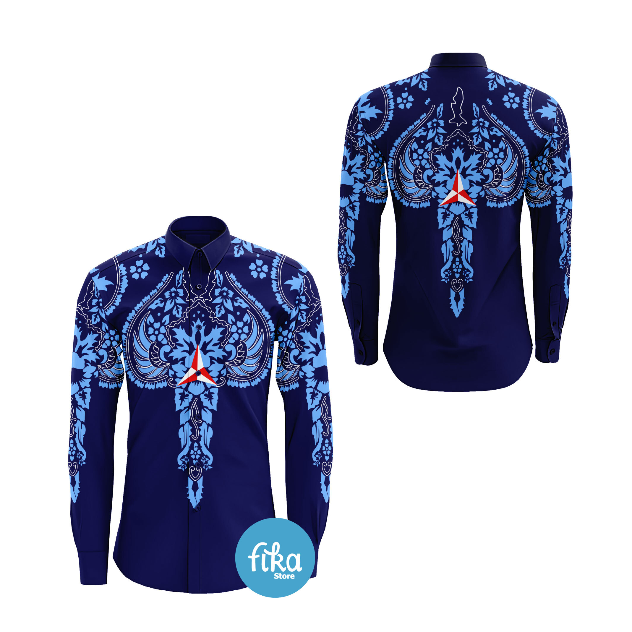 Fikastore - Kemeja Panjang Pria Desain Partai Demokrat Batik Terbaru
