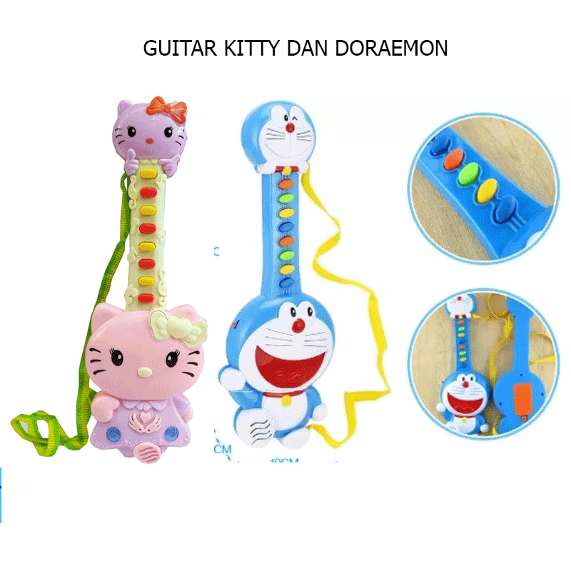 GUITAR KITTY - 381-17 MAINAN MUSIK GITAR DORAEMON ADA SUARA BENTUK HELLO KITTY