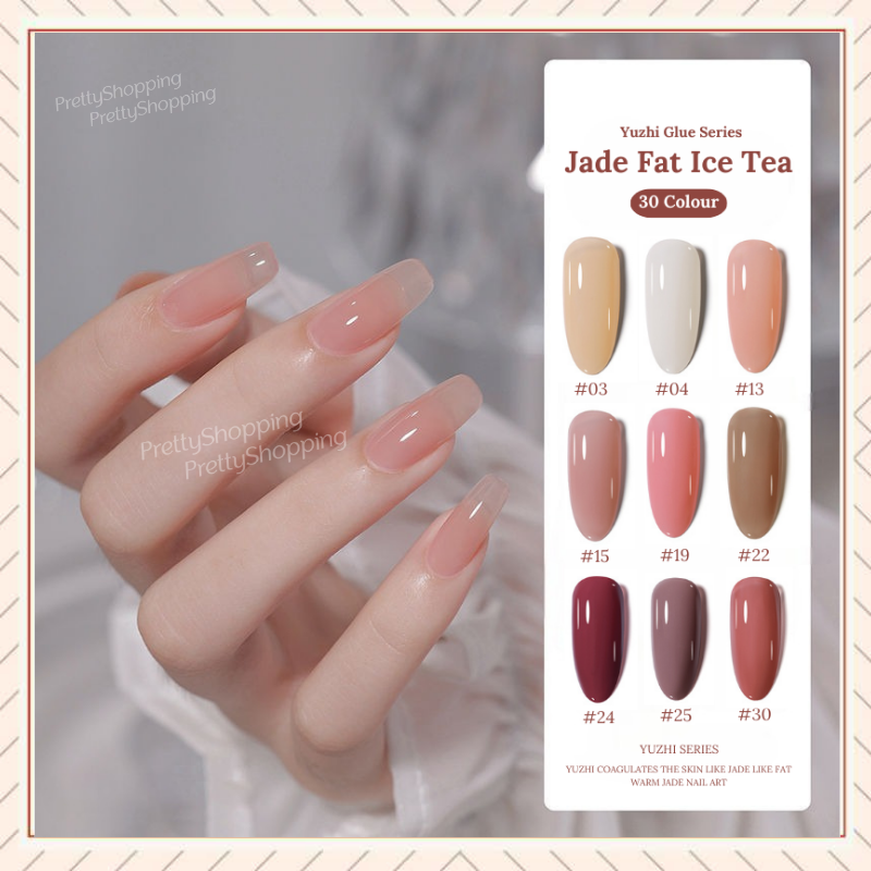 Pretty ANNIES Kutek Gel UV Jade Fat Ice Tea 10ml/ Nail Gel Polish UV LED Transparant 30Colour/ Nail Polish Jelly Soak Off Nail Polish Nail Art