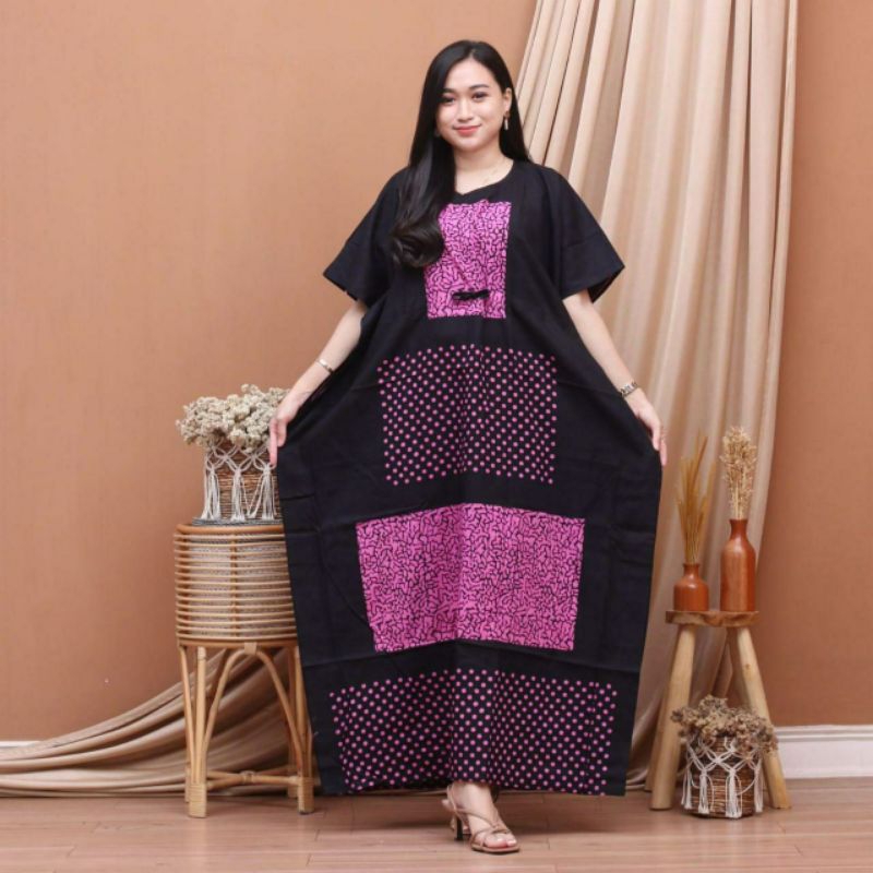 Daster Lowo Jumbo LD 150 Cm Motif Kotak Kain Santung Tebal Jaminan Tidak Menerawang