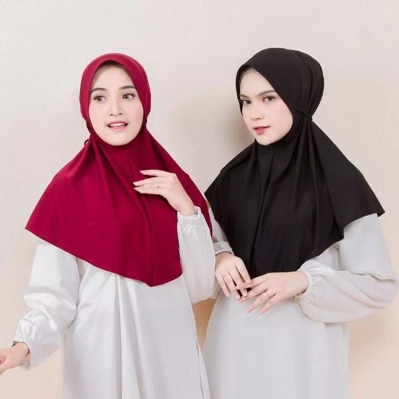Jilbab Bergo Hamidah Jersey Tali Kepang Ulir Pet Premium