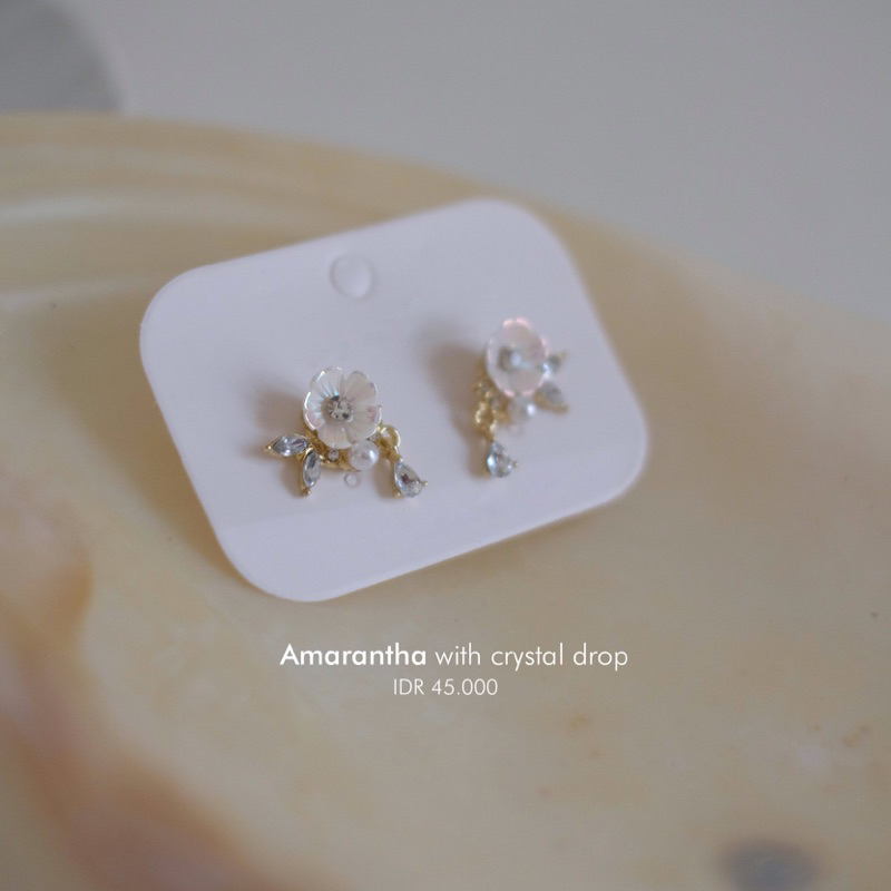 Ark.co - AMARANTHA white navy gold rosegold ; AMADEA flower earrings anting bunga