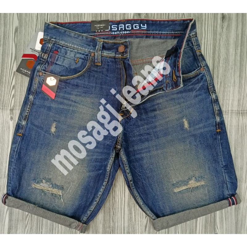 CELANA JEANS PENDEK PRIA MOSAGGY SOBEK PREMIUM