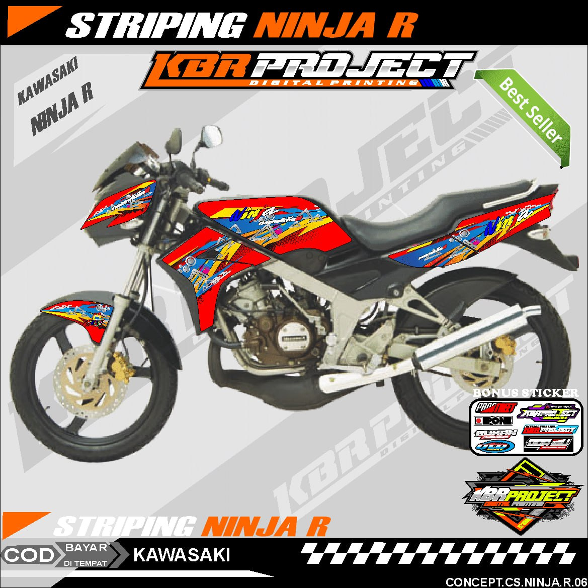 NINJA R STIKER  STRIPING MOTOR KEREN LIS VARIASI NINJA R STIKER MOTOR KAWASAKI DESAIN RACING 06 HOLO