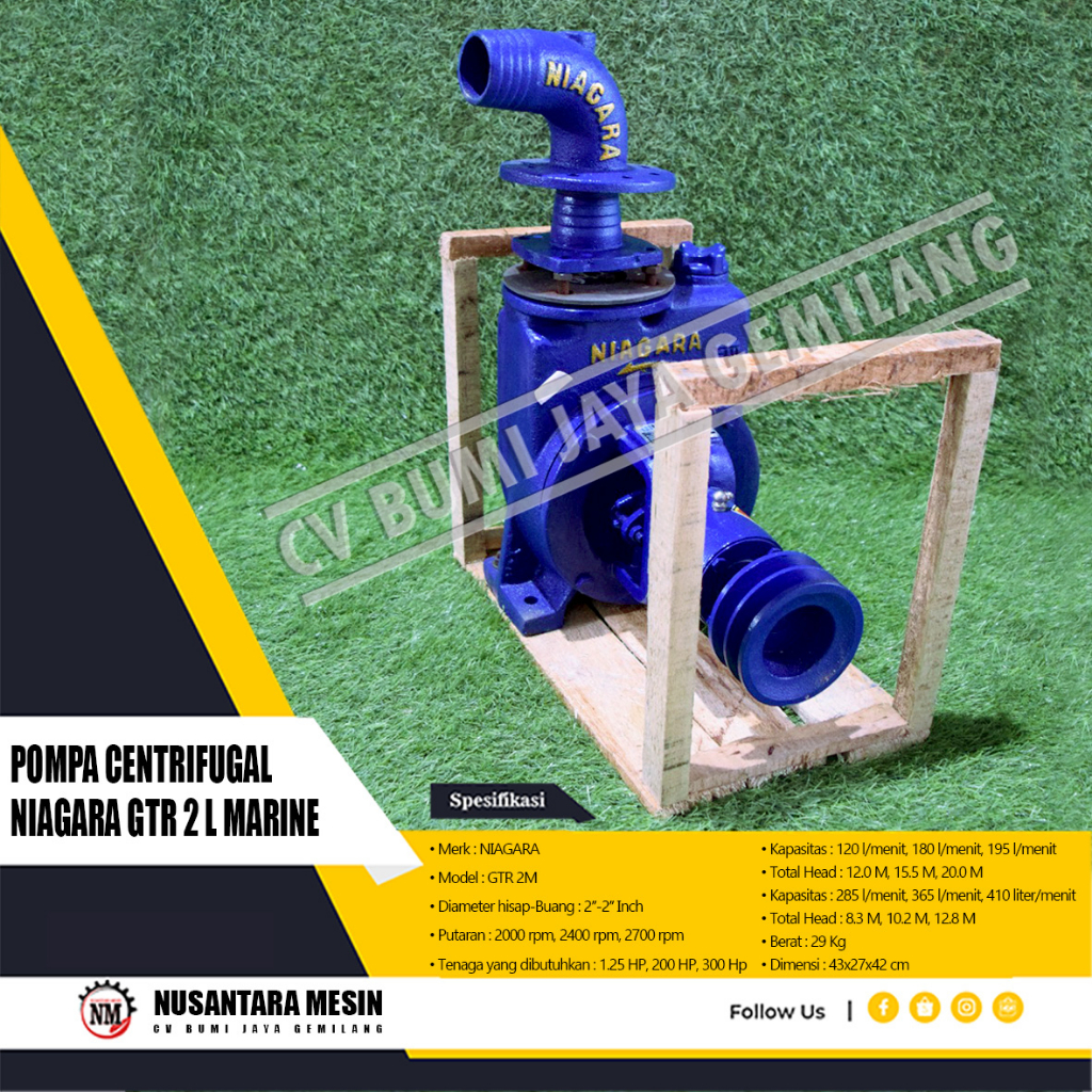POMPA AIR CENTRIFUGAL IRIGASI NIAGARA GTR 2 L MARINE