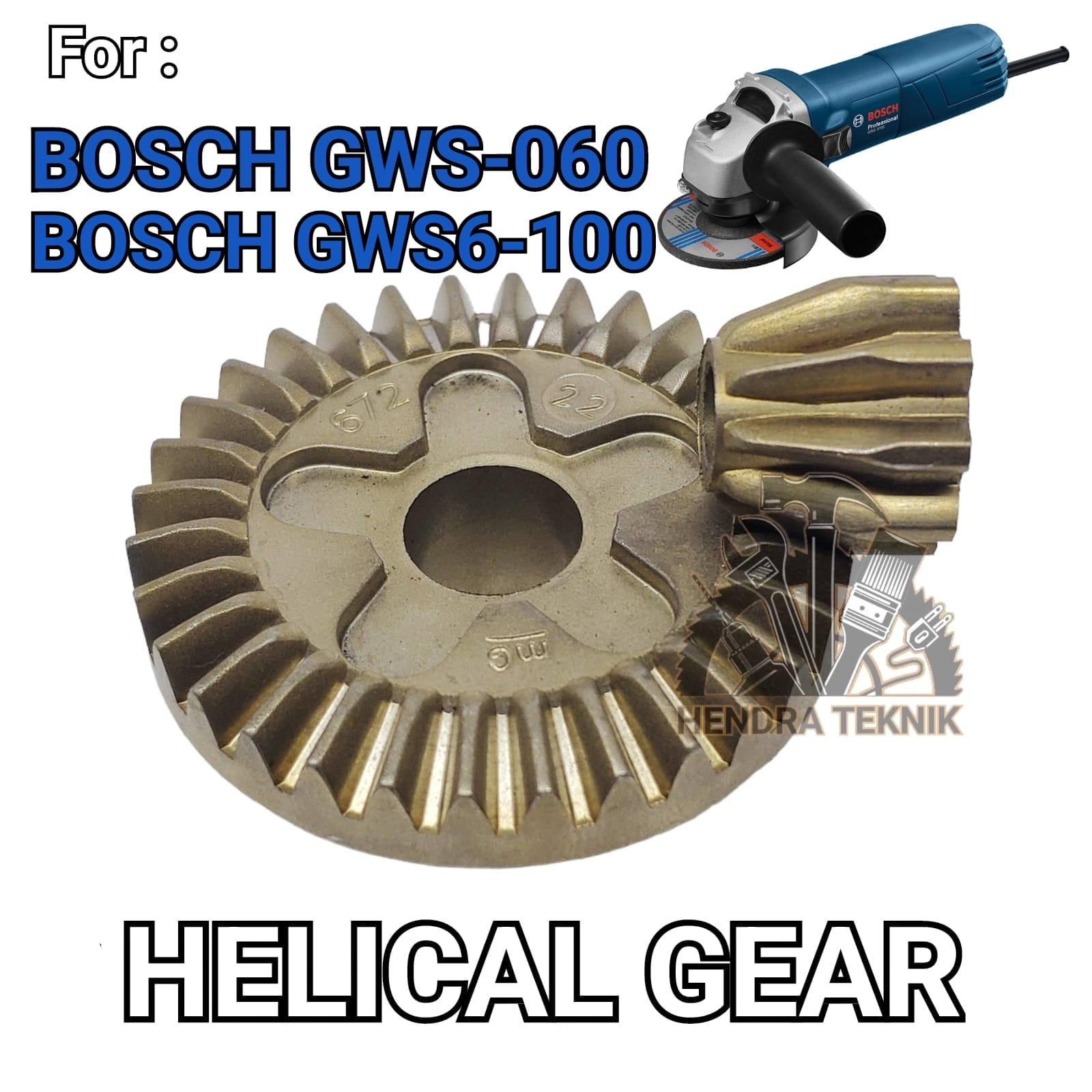 SPAREPART GEAR GRINDA GWS060 HELICAN GEAR GWS 060 GIR GURINDA BOSCH HELICAL SUKU CADANG