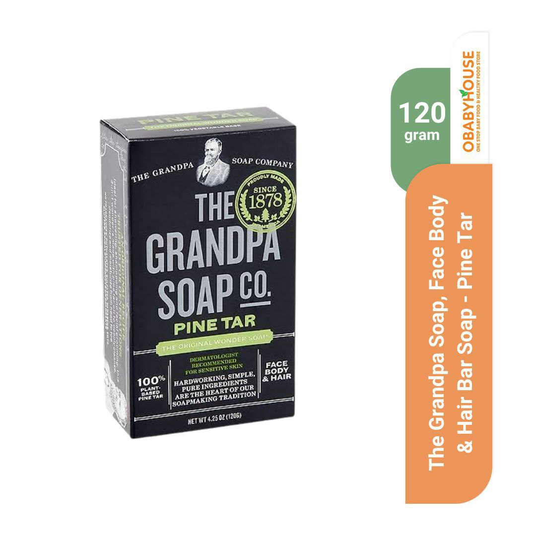 The Grandpa Soap, Face Body &amp; Hair Bar Soap - Pine Tar 120 gr