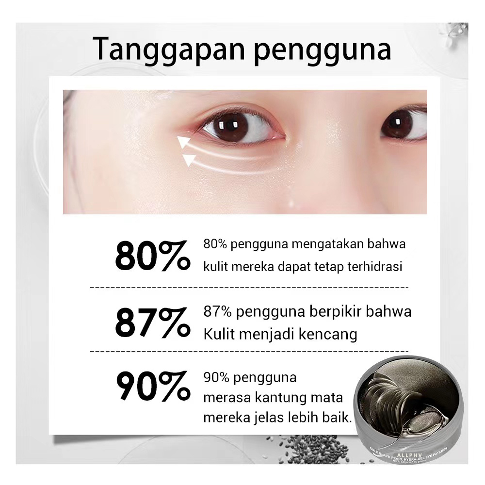 ALLPHV Gold Black Pearl Hydrogel Eye Patch  Masker Kantung Mata Kantong Mata Perawatan Menghilangkan Kantung Mata Masker Mata Bioaqua Memperbaiki Sebum Peningkatan Metabolisme Kulit Mengencangkan Kulit Hidrasi Yang Dalam Esensi Mata Beauty Treatment