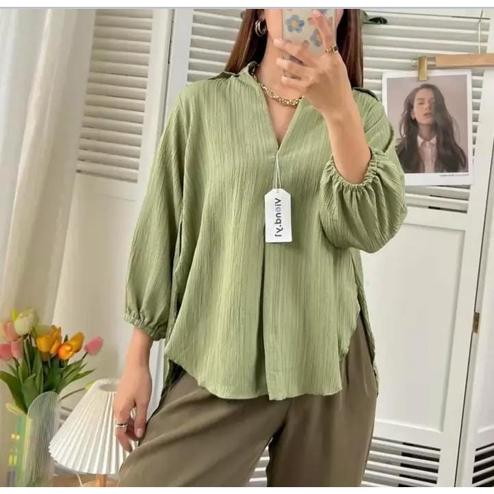 LIVIA BLOUSE WANITA LADY CRUSH | OUTER BABY CRUSH | ATASAN WANITA LENGAN PANJANG