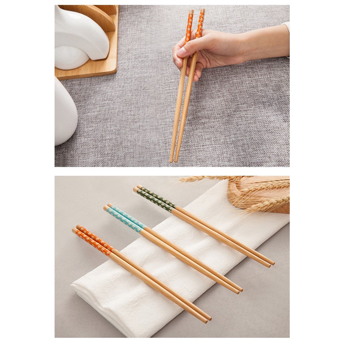 CAMPURAN Sumpit Makan Sepsang 2pcs / Sumpit Hitam Elegan Anti Panas Anti Lengket / Chopsticks / Sumpit Stainlees anti karat / Sumpit Kayu bambu / Sumpit Melamine