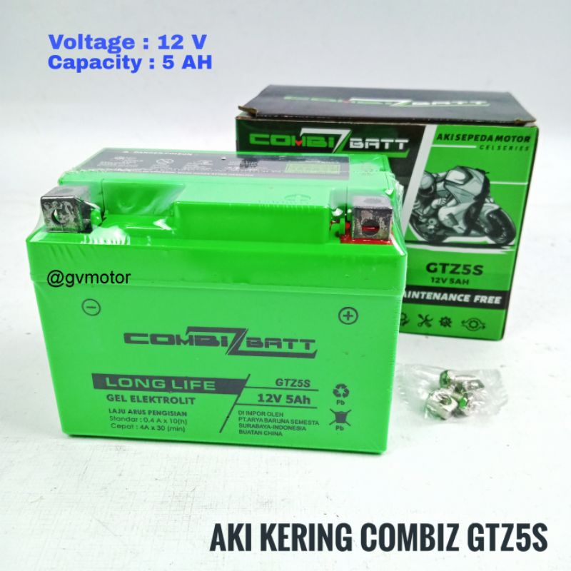 Aki Kering GTZ5S Combiz 12 Volt 5 Ampere Beat Karisma Vixion Mio J