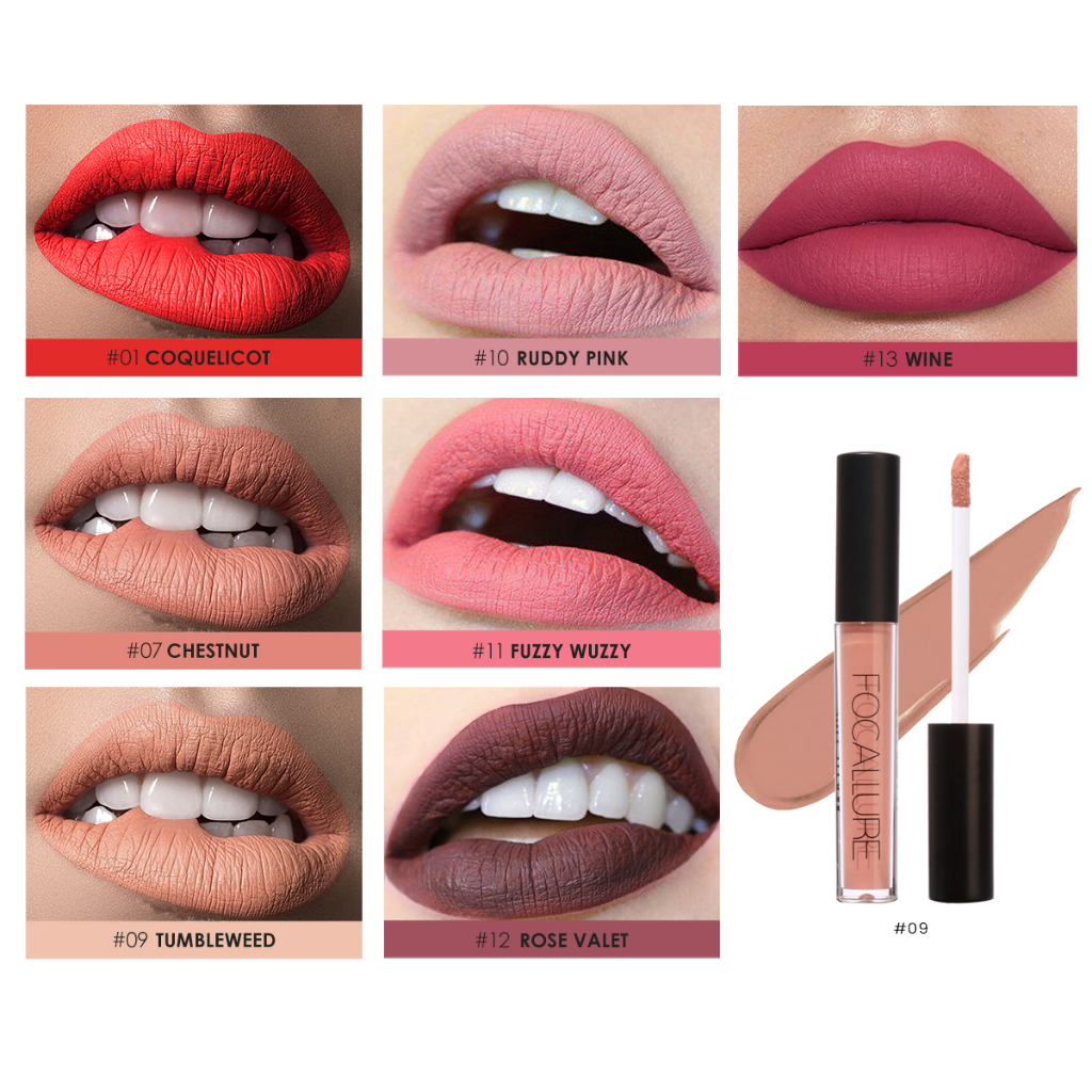 FOCALLURE Matte &amp; Metallic Long Lasting Liquid Lipstick  (100% Original, BPOM Certified)