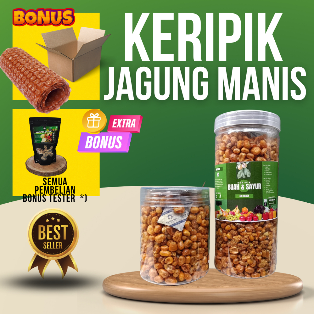 

KERIPIK KRIPIK JAGUNG MANIS UTUH PREMIUM MANIS BUKAN MARNING TOPLES POUCH 100GR 200GR KILOAN ADA