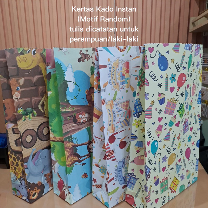 Kertas Kado Instant / Box Kado / gift box / hampers /  kartu ucapan / Paper bag gift