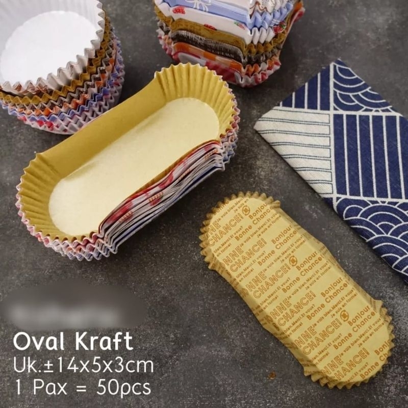 PAPER CASE ROTI OVAL ISI 50 PCS RANDOM MOTIF