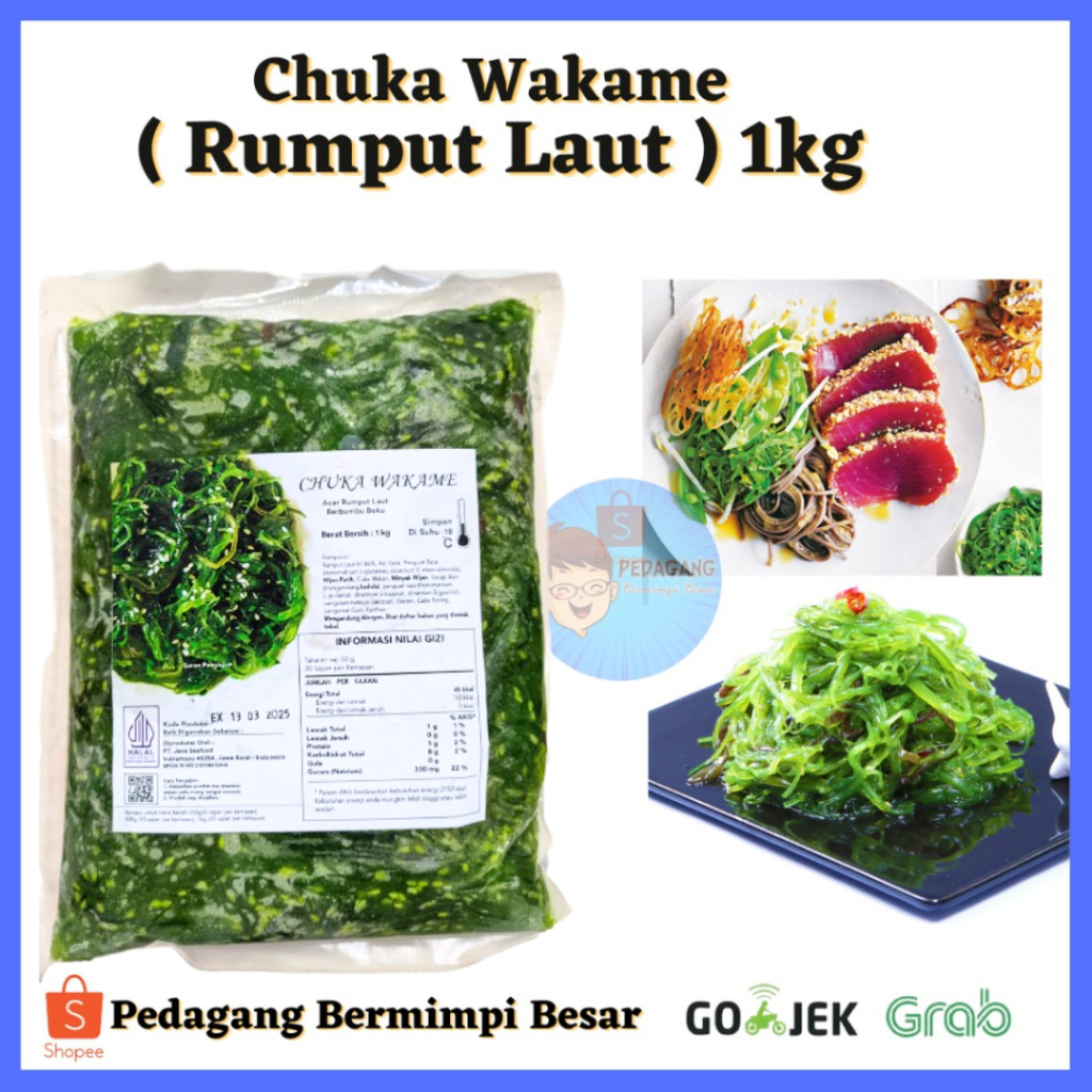 

Chuka Wakame Share Size 1kg/ Salad Rumput Laut/ Chuka Wakame 1kg